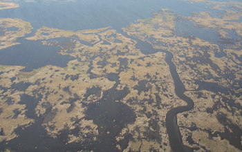 Aerial view of degrading marsh in southeastern Louisiana.
